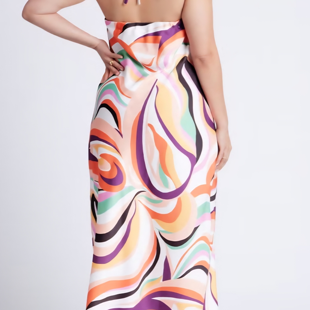 Vibrant Swirl Pattern Maxi Dress